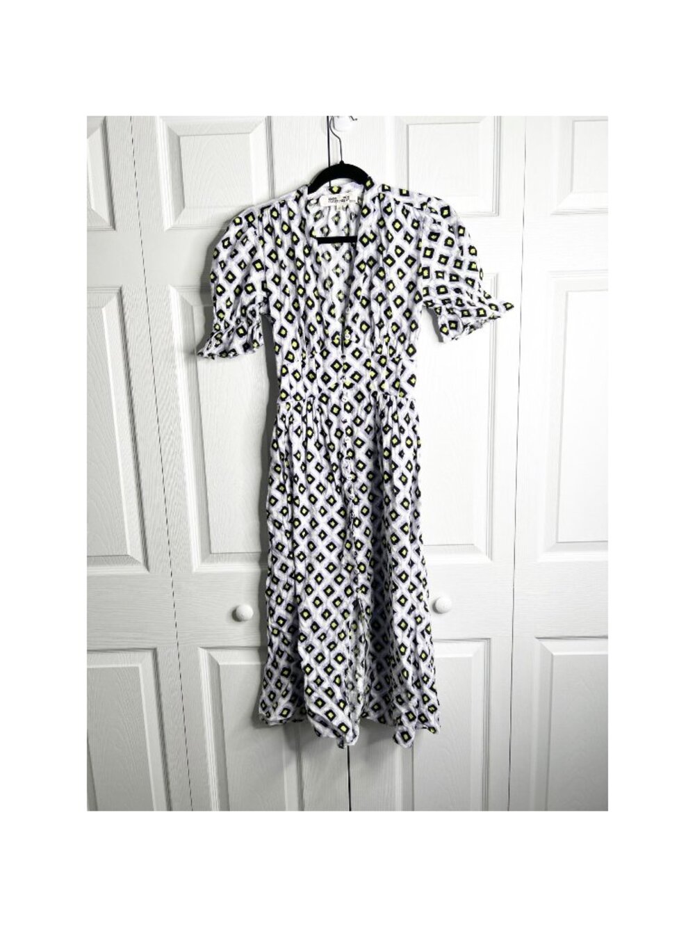 Diane von Furstenberg DVF Erica White Purple Geometric Dress Women's Size 2